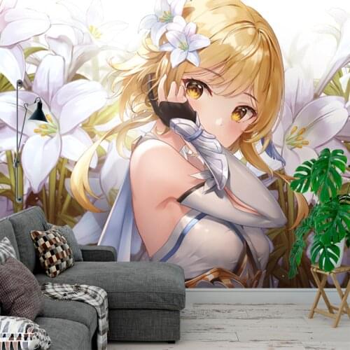 Genshin Impact Wall Murals Custom 3D Wallpaper Keqing Wallpaper Anime game Cosplay Bedroom Living room Sofa Background Wall Art