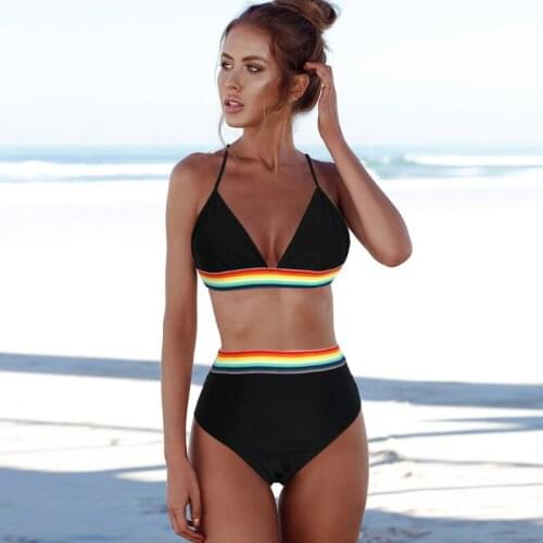 New 2021 Summer Sexy Halter Bikini Set Female Swimsuit Women Swimwear High Waist Bathing Suit Mujer Bather Lady Bandage Biquini