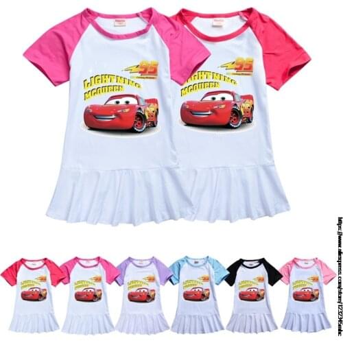 New McQueen Summer Dresses Childrens Clothing Cartoon Girls Clothing Short sleeve Girls Dress birthday gift