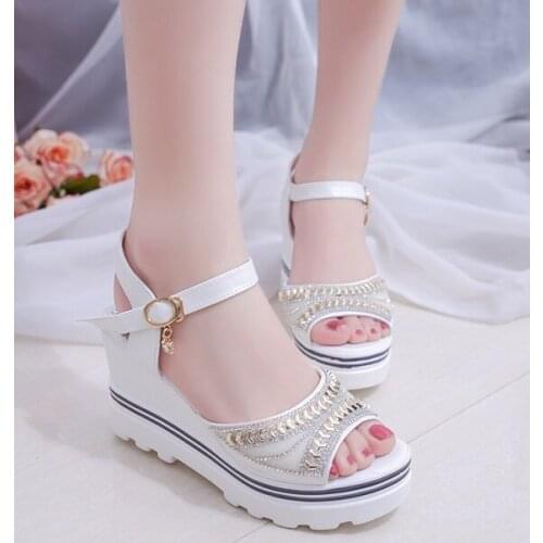 New wedge with female sandals fish mouth buckle with flat bottom platform waterproof platform thick bottom cake womens shoes