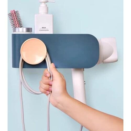 Bathroom Rack Hair Dryer Shelf Shower Toilet Storage Plastic No Punching Organizer Suction wall type 15kg Bearing Household Item