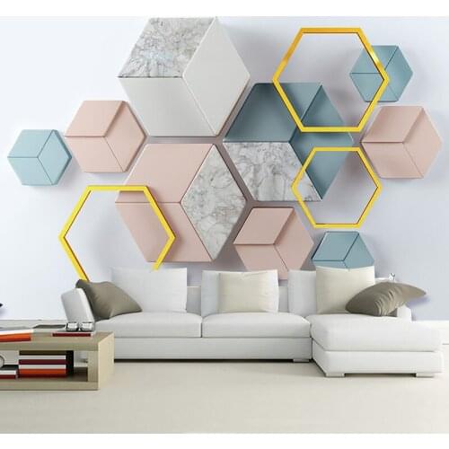 Custom Photo Wallpaper For Walls Modern 3D Embossed Geometric Marble Mural Living Room Sofa TV Background Wall Papers Home Decor