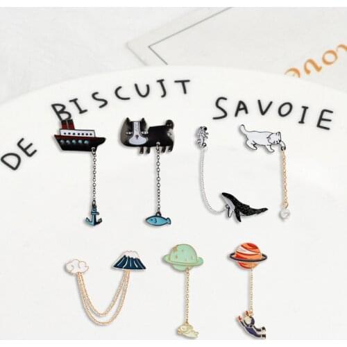 Various Chain series Denim Enamel lapel pins Interesting combination Badges Brooches Cute Gifts for friends Jewelry wholesale