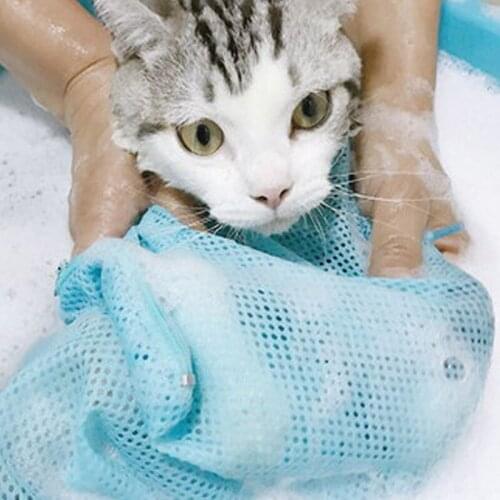 Mesh Cat Bathing Bag Cats Grooming Washing Bags Cat Bath Clean Bag No Scratching Bite Restraint Cat Supplies Nail Cutting