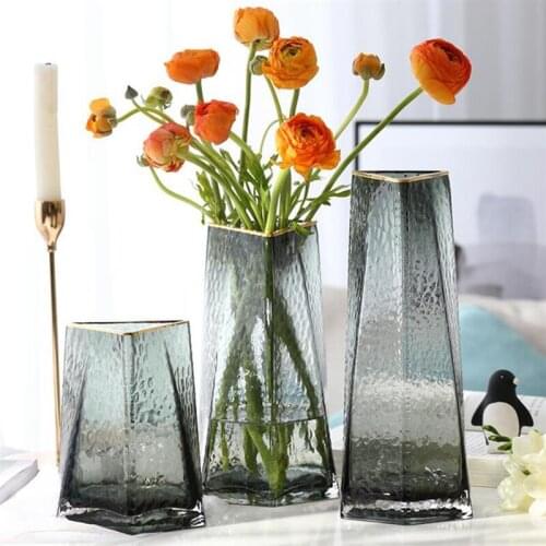 Glass Vase Creative Triangle Light Luxury Style Modern For Desktop Living Room Flower Arrangement ваза для цветов стекло декор