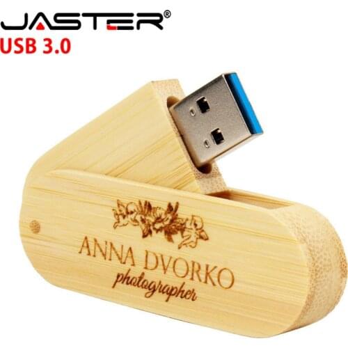JASTER USB 3.0 LOGO Customized rotatable Wooden USB Flash Drive Pendrive Memory Stick pen drive 4GB 8GB 16GB 32GB usb creativo