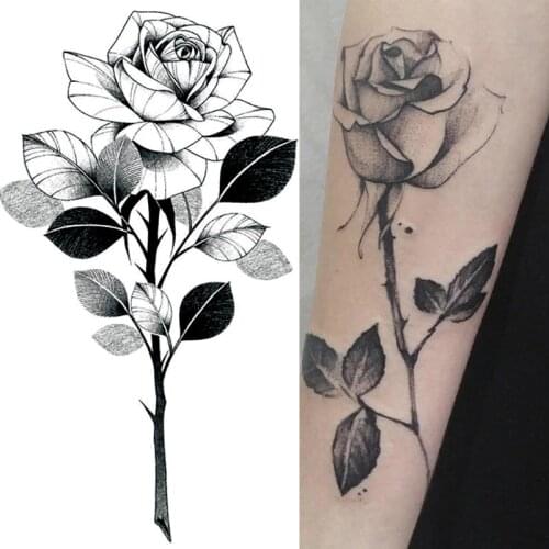 1pcs Temporary Tattoo Stickers Men Women Waterproof Tattoo Flower Rose Moon Butterfly Water Transfer Body Hand Art Temporary