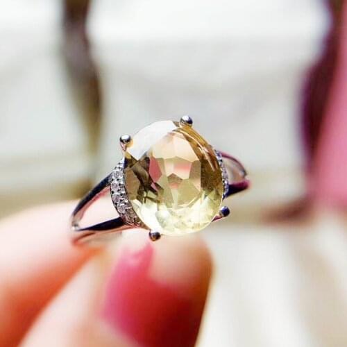 Per jewelry Natural real citrine oval style ring Free shipping 9*11mm 3.3ct gemstone 925 sterling silver T2061210