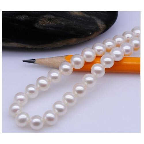 Women gift word Jewelry Beautiful AAAA+ Natural 17" Natural Pearls Necklace 9.5-10mm Nearround Pearl Choker Silver 925