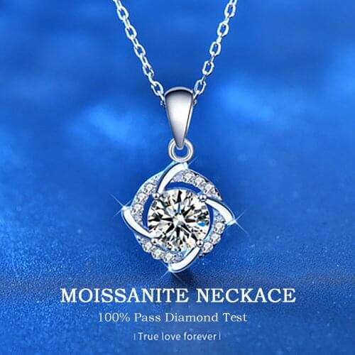 925 Sterling Silver 1ct D Color Real Moissanite Pass Diamond Test Windmill Pendant Necklace for Women Wedding Fine Jewelry Gift
