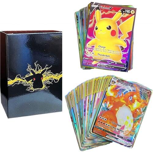 100pcs Pokemon V VMAX Cards NEW Display English Version Pokémon Shining Cards Playing Game Charizard Collection Booster Kids Toy