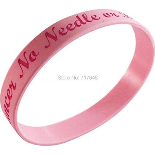 100pcs Breast Cancer No Needle or Blood Pressure on LEFT Arm wristband silicone bracelets free shipping by epacket A