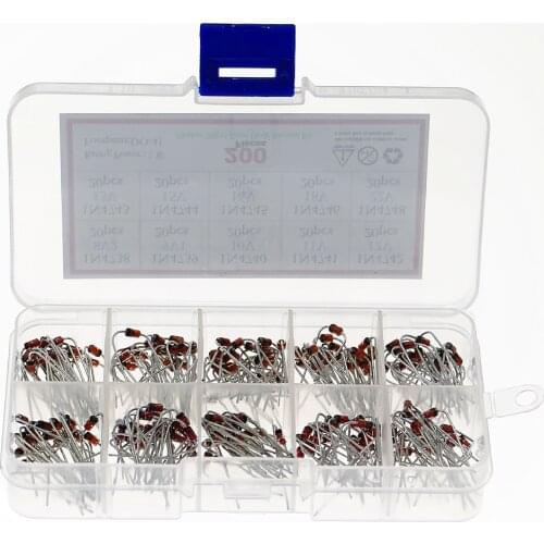 200Pcs 1N4738~1N4748 1W Axial Leads Through Hole Power Diode Assorted Assortment Box Kit Set