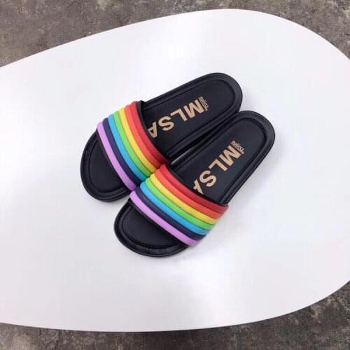 2019 New Women Melissa Shoes Summer Slippers Non-Slip Rainbow Slippers Beach Shoes Melissa Women Shoes