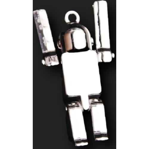 4pcs Silver Plated 3D Hip-Hop Style (Hands and Feet Can Move) Robot Pendant DIY Charm Necklace Jewelry Crafts Making M566
