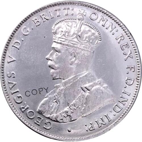 Australia 1 One Florin Two Shillings George V 1914 Advance Crowned Bust Left Cuproickel Plated Silver Copy Coins