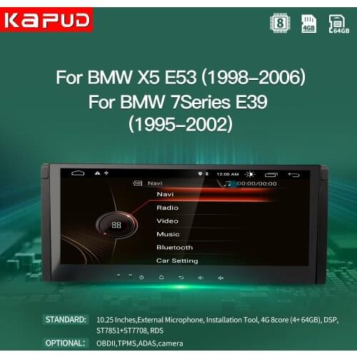 Kapud Android 10.0 Car Multimedia Player For BMW X5 E53 1998-2003 For BMW 7 Series E39 1995-2002 Navigation GPS Radio System