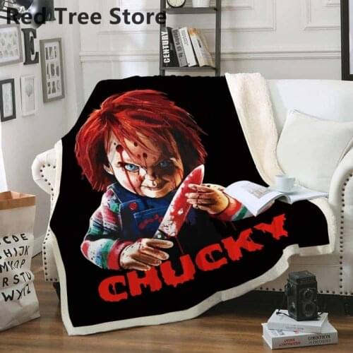 Child of Play Character Chucky Horror Movie Blanket Euro Style Fleece Wearable Washable Throw Blankets Microfiber Bedding Cover