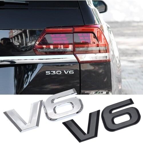 V6 Logo Emblem For Volkswagen VW Passat Tiguan Touareg GOLF Jetta Atlas Sagitar Magotan Scirocco POLO CC Fender Trunk Sticker