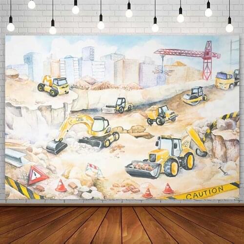 Construction Backdrop Boy Birthday Decor Truck Building Baby Shower Portrait Photography Background Photo Studio Photozone Props