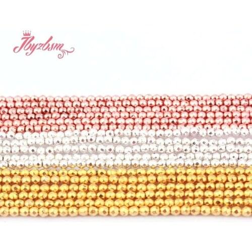 2mm Faceted Round Beads Ball Hematite Natural Stone Beads For DIY Necklace Bracelets Earring Jewelry Making 15" Free Shipping