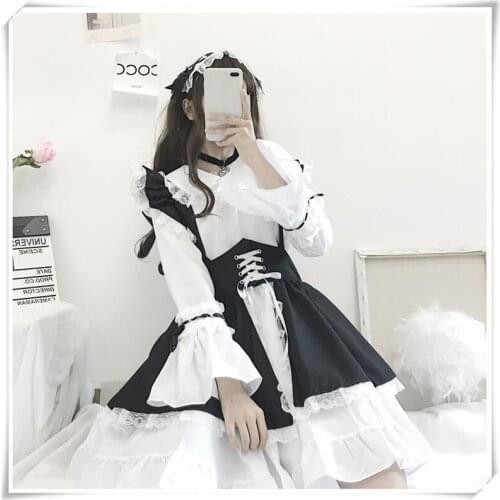 Halloween Costumes Lolita Maid Cosplay Outfit For Women Men Gothic Style Anime Costume Doll Dress For Kawaii Girls Role Play