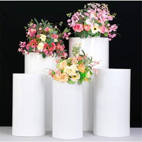 Round 5 Piece Cylinder Pedestal Display Art Decor Plinths Pillars for DIY Wedding Decorations Holiday