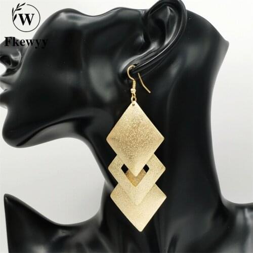 Fkewyy Fashion Earrings For Women Luxury Jewelry Gothic Accessories Geometry Dangle Earrings Jewellery Design Square Earring