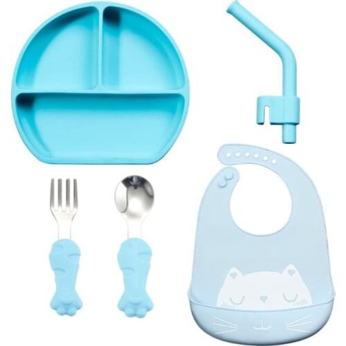 3 Divider Suction Plates Set Toddlers Safety Silicon First Stage Lead-free Toddler Feeding Supplie Cute Shape 2 Colors