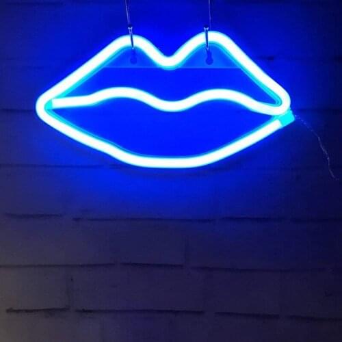 Lip Shaped Neon Sign Always on USB/Battery Powered Acrylic Wall Decor Hanging Decorative Home Atmosphere LED Night Light TN88