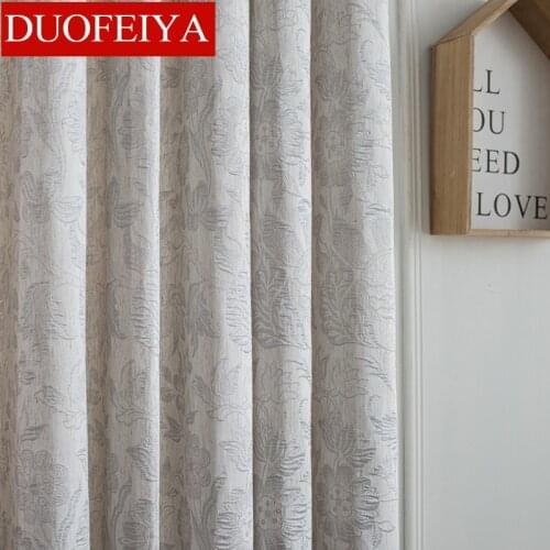 New Chinese Curtains for Living dining Room Bedroom Plain Jacquard Curtain Polyester Cotton Linen Fabric Dark Pattern Curtains