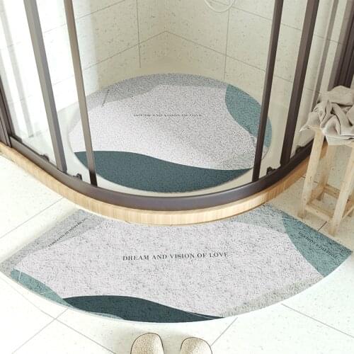New Arrive Round Bathroom Non-slip Mat Shower Room Door Absorbent Carpet Bathroom Arc Fan-shaped Foot Mat Childrens Play Area