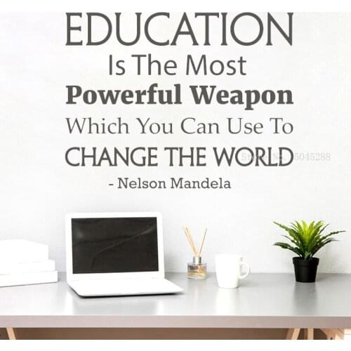 Education is the Most Powerful Weapon Wall Decal Nelson Mandela Quote Vinyl Sticker School Decor Gift Motivational Poster Y300