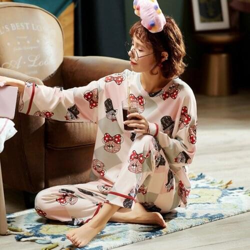 Casual Lounge Wear Pijama Femenino Pyjamas Cute Pink Strawberry Womens Pajamas Cotton Sleepwear Women Winter Warm Home Clothes