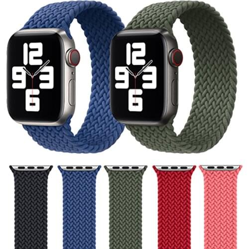 Braided Solo Loop Strap For Apple Watch band 44mm 40mm 38mm 42mm silicone Elastic Bracelet iWatch Apple Watch Series 6 SE 5 4 3