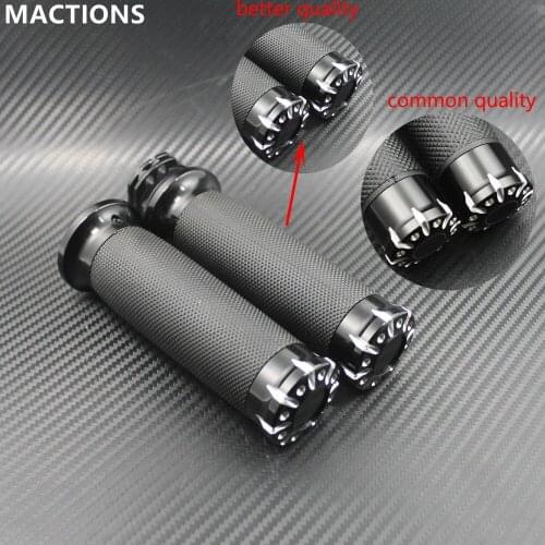 Motorcycle 1"25mm Black Aluminum CNC Handle Bar Hand Grips For Harley Sportster Touring Dyna Softail Custom