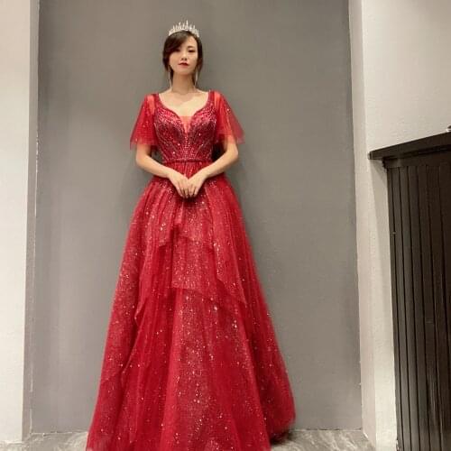 Rhinestone celebrity Beaded A-line wedding evening dress 2021 New style cocktail party Formal Womens dress Luxury tulle