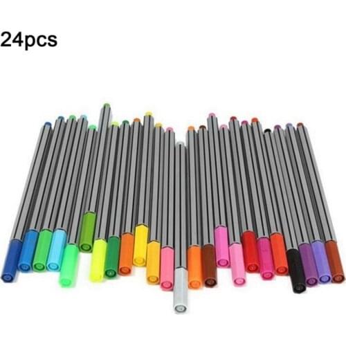 24 Colors/set 0.4MM Super Slim Fineliner Marker Pens School Students Drawing Painting Water Based Ink Art Marker Pens