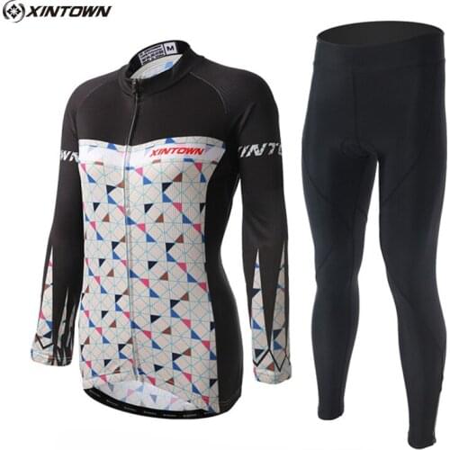 XINTOWN Riding Team Womens Bike Jersey Set Maillot Ropa Ciclismo Professional Long sleeves MTB Road Bike Pants Cycling Wear