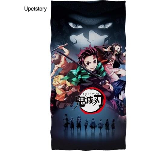 Upetstory Japan Anime Devils Blade Pattern Bath/Beach Towels for Adults Kids Demon Slayer Cartoon Soft Face/Hair/Shower Towels