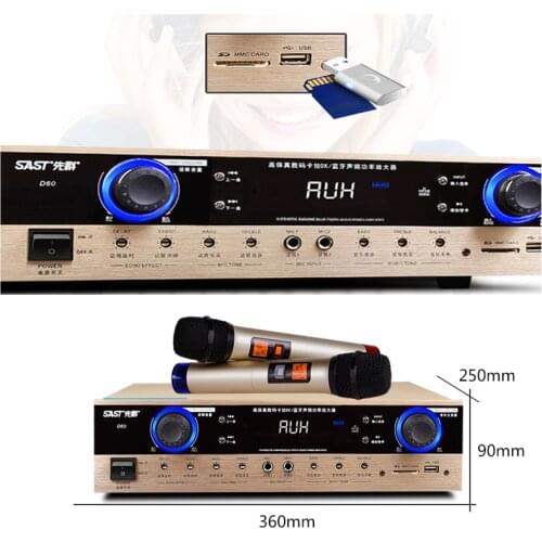 Power Professional KTV Audio Stage Home Fixed Resistance K Song Amplifier 220V D60 / D62 300W*2 4.0 Bluetooth Amplifier