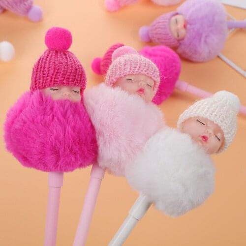 Factory Cartoon Cute Plush Gel Pe 20 Pcs Per Set Neutral Pen Cute Doll Swinging Pen Back To School
