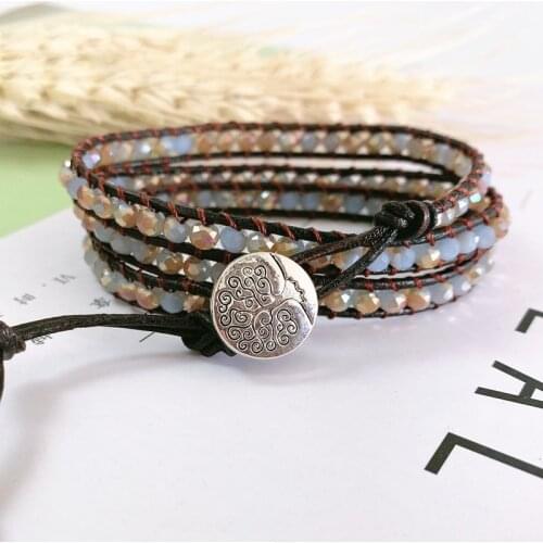 Crystal Colorful Winding BRACELET NEW Bracelet New Multilayer Leather Rope Braided Bracelet Bangles for Women Jewelry