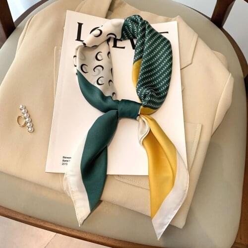 Luxury Print 70X70CM Kerchief Autumn Dustproof Small Square Towel Female New Dot Silk Scarves Korean Style Color Matching Shawls