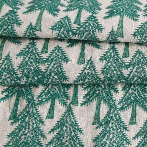 100cm * 125cm / piece,Pine Forest Embroidery Cotton Hemp Cloth,Clothing,Bag,Doll,Tablecloth,Curtain Fabric,DIY Manual Material