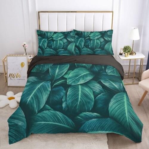 2/3pcs Duvet cover set pillow case Bedding set Queen King Euro Bed linens 220x240 140x200 240x260 Bed set nordic Green leaves