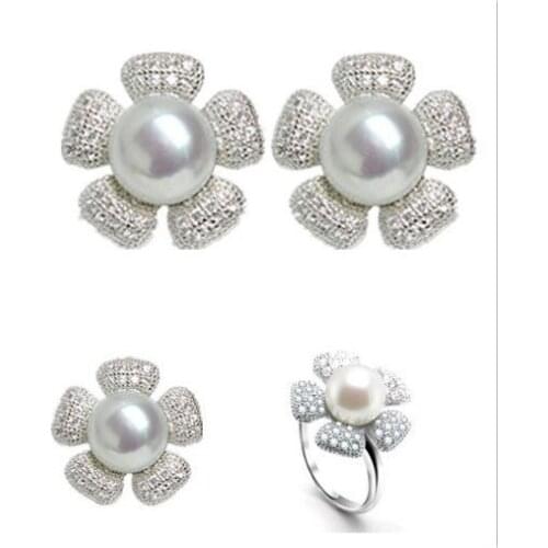 3 color Real Genuine Natural Freshwater Pearl Jewelry Set Graceful Gorgeous Wedding Fashion Charm Jewelry Set