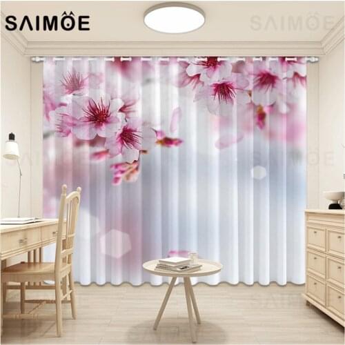 3D Beautiful Cherry Blossom Curtains For Living Room Japanese Pink Flowers Girl Bedroom Curtain Ultra Micro Shading Home Decor