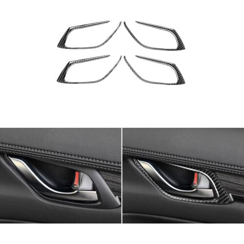 4PCS Real Carbon Fiber Car Styling Interior Door Pull Handle Frame Cover Protective Trim For Mazda CX-5 CX5 CX 5 2017 2018
