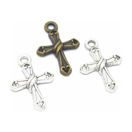 50pcs 21x14mm Antique Bronze/ Antique Silver Alloy Crosses Charm Pendant Fit Bracelets Necklace DIY Jewelry Making
